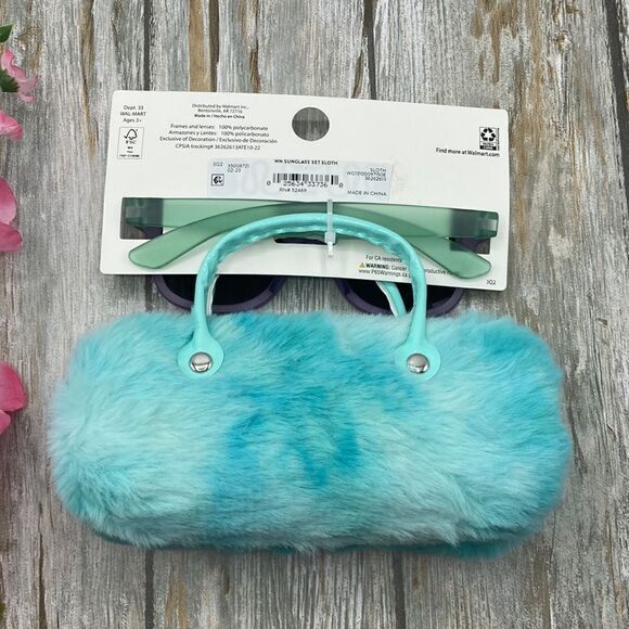 Girls Fun Summer Sunglasses With Unicorn & Sloth Faux Fur Carrying Cases 2-Pack - Picture 5 of 7